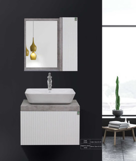 روشویی کابینتی فول ست مدل مرسده استون سفید بتنی